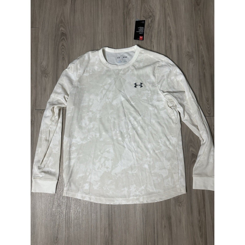Under Armour Shirt Men's Medium‎ Beige Gym Long Sleeve ColdGear